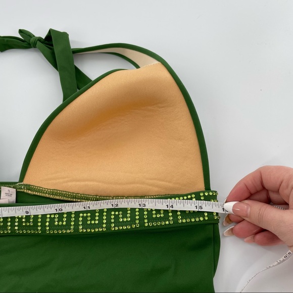 Victoria Secret emerald swim top with embezzlement size large, vintage - Picture 6 of 8